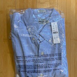 NWT University Stripe Rain J. Crew Oxford Cloth Button Down Shirt, Men's Medium